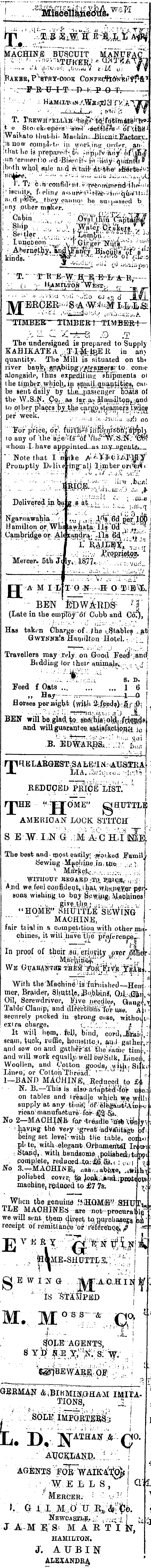 Papers Past Newspapers Waikato Times 3 November 1877 Page 4 Advertisements Column 6