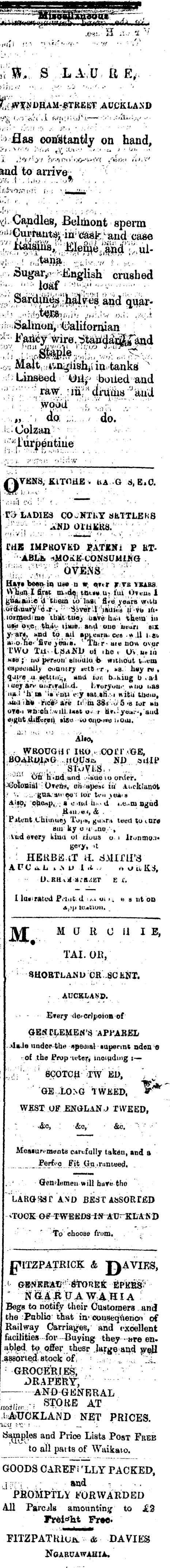 Papers Past Newspapers Waikato Times 5 January 1878 Page 4 Advertisements Column 7