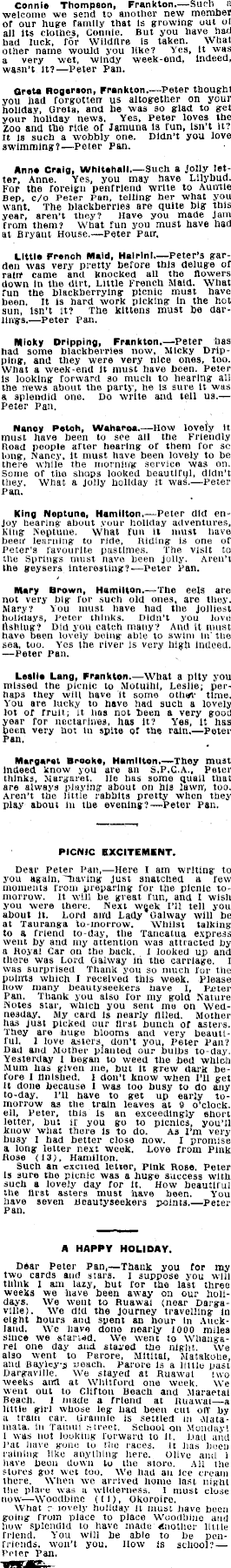 Papers Past Newspapers Waikato Times 22 February 1936 Peter Pan S Post Box Many Happy Returns