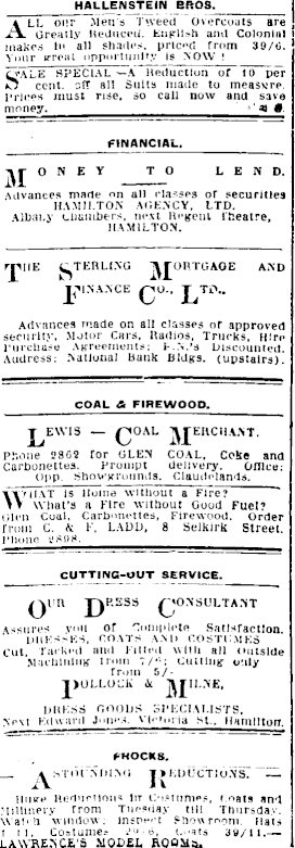 Papers Past Newspapers Waikato Times 27 July 1936 Page 1 Advertisements Column 7