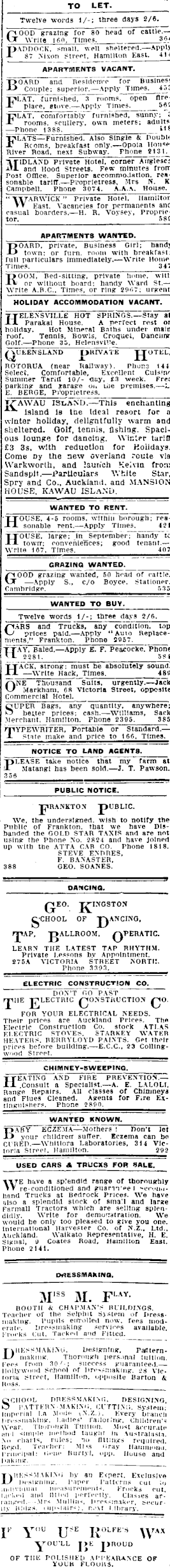 Papers Past Newspapers Waikato Times July 1936 Page 1 Advertisements Column 7