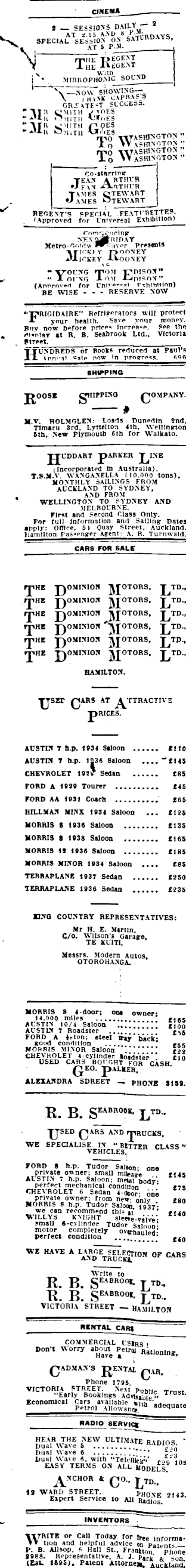 Papers Past Newspapers Waikato Times 2 September 1940 Page 1 Advertisements Column 1