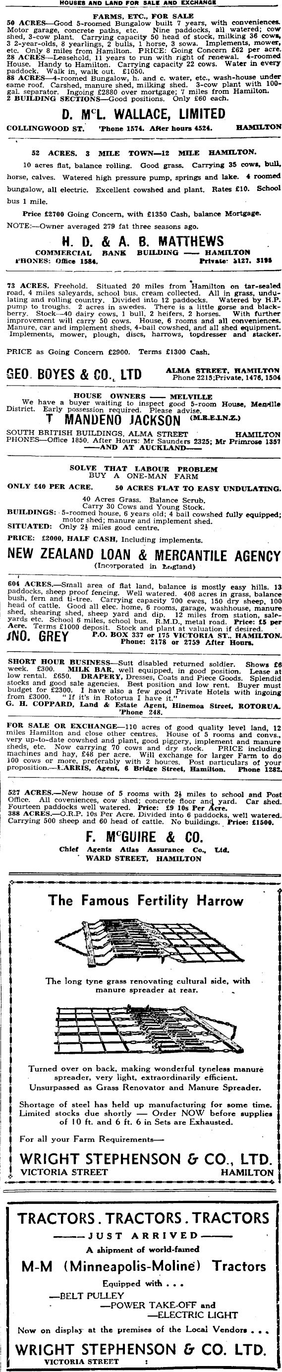 Ovenstående skyld tapet Papers Past | Newspapers | Waikato Times | 9 March 1944 | Page 8  Advertisements Column 6