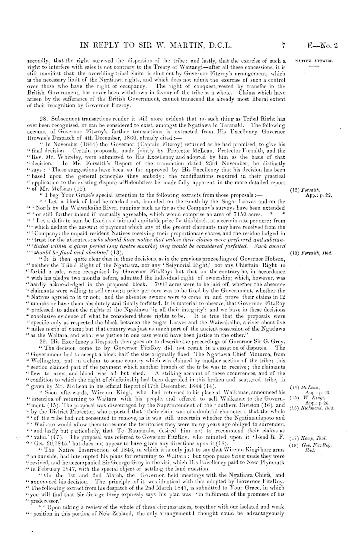 Papers Past Parliamentary Papers Appendix To The Journals Of The House Of Representatives 1861 Session I Further Papers Relative To The Taranaki Question