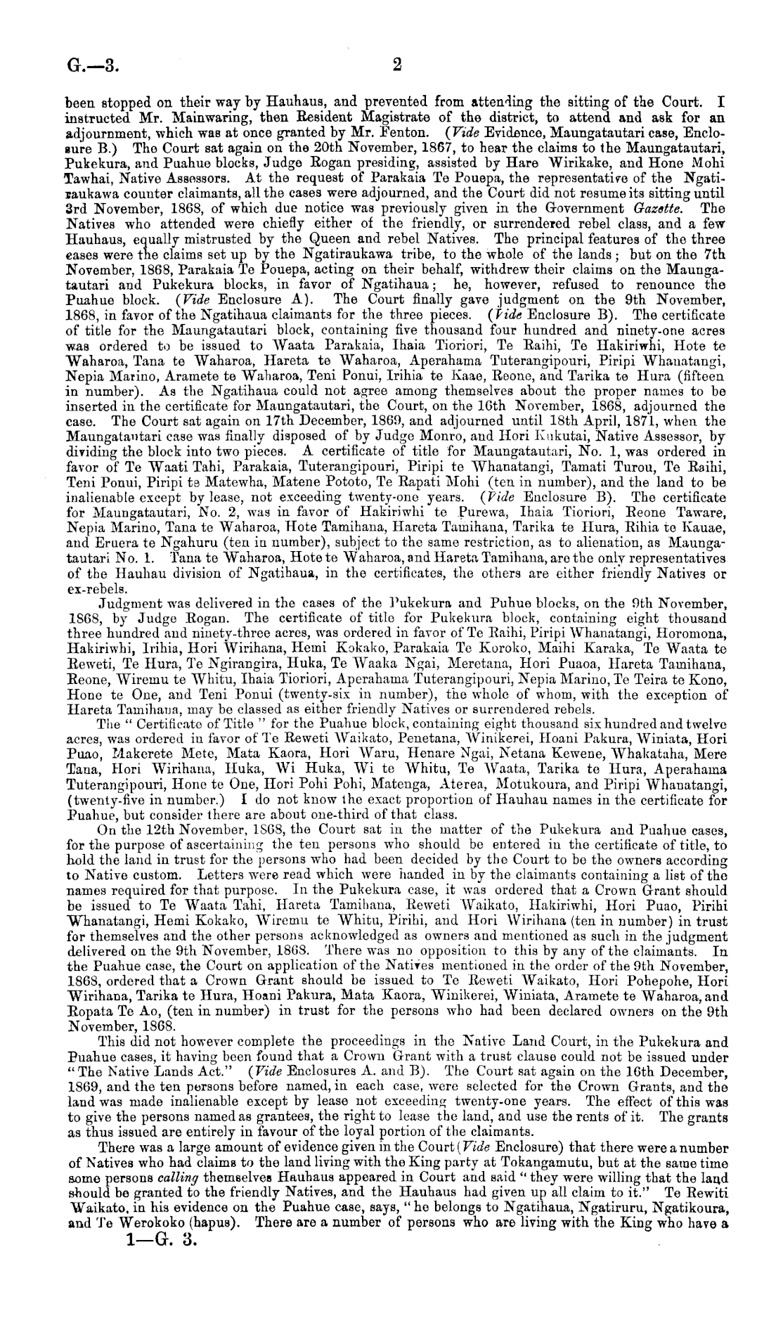 Papers Past, Parliamentary Papers, Appendix to the Journals of the House  of Representatives, 1873 Session I