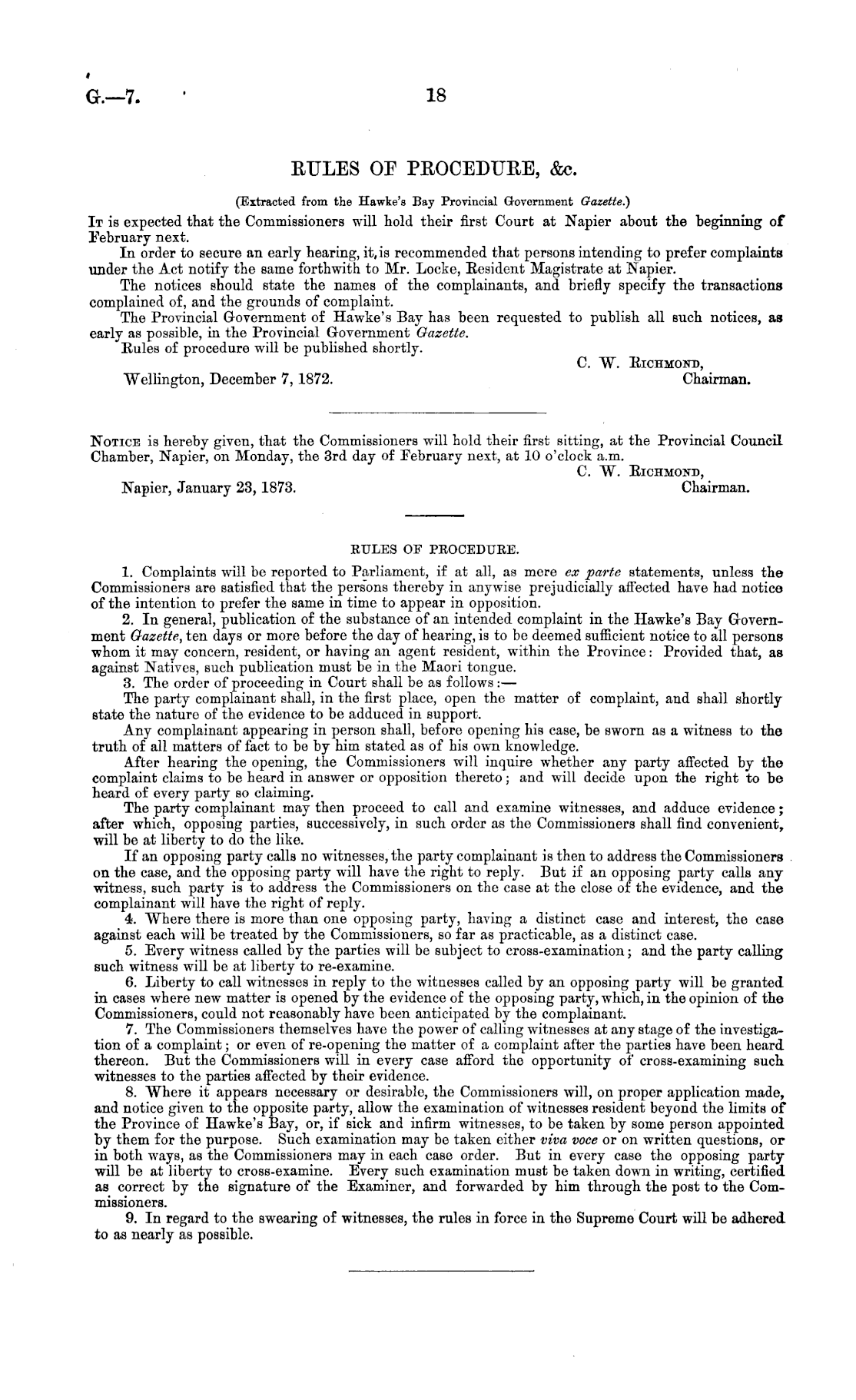 Papers Past, Parliamentary Papers, Appendix to the Journals of the House  of Representatives, 1873 Session I