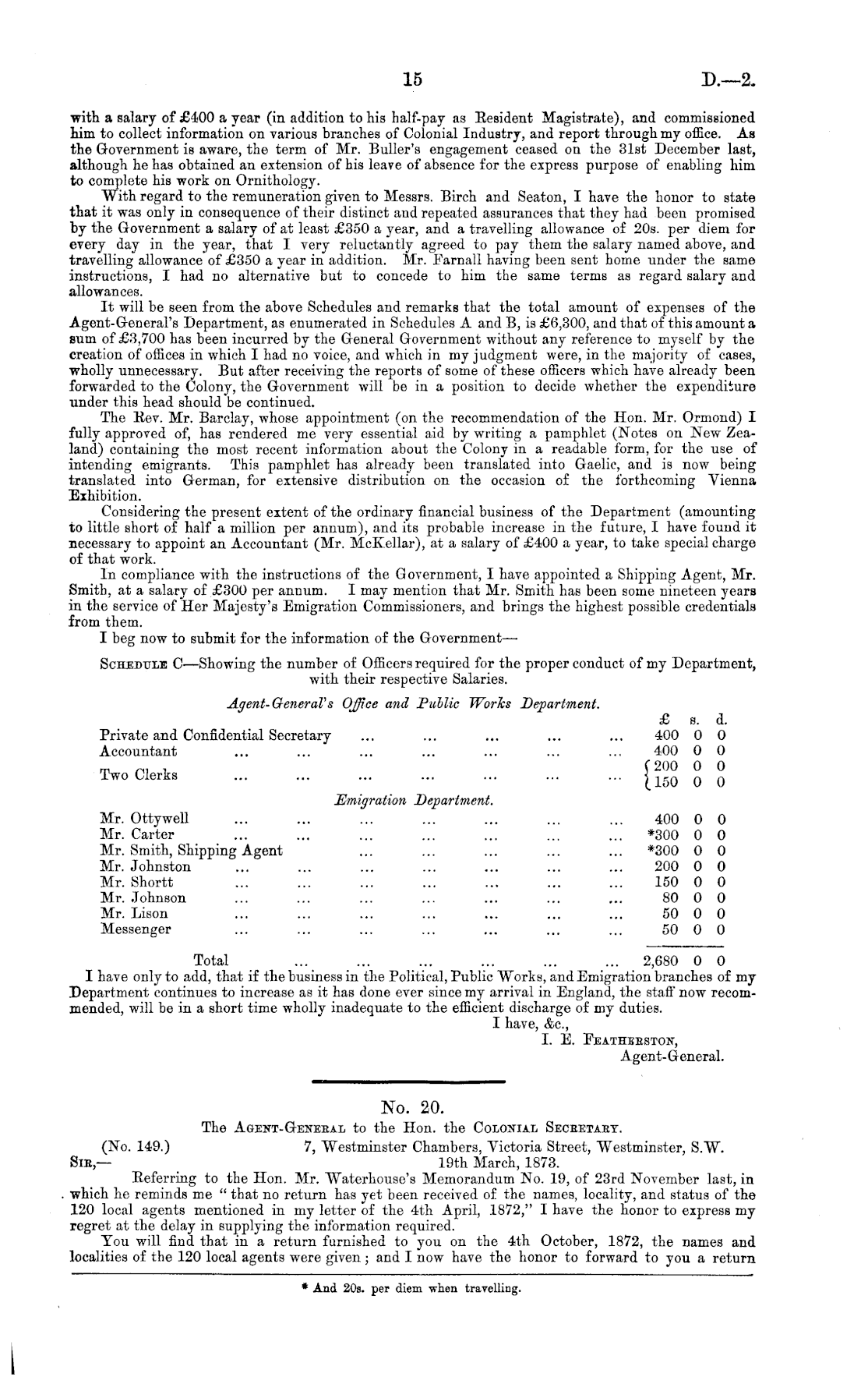 Papers Past, Parliamentary Papers, Appendix to the Journals of the House  of Representatives, 1873 Session I