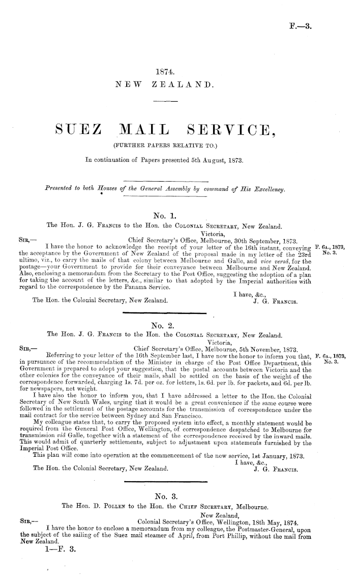 Papers Past, Parliamentary Papers, Appendix to the Journals of the House  of Representatives, 1873 Session I