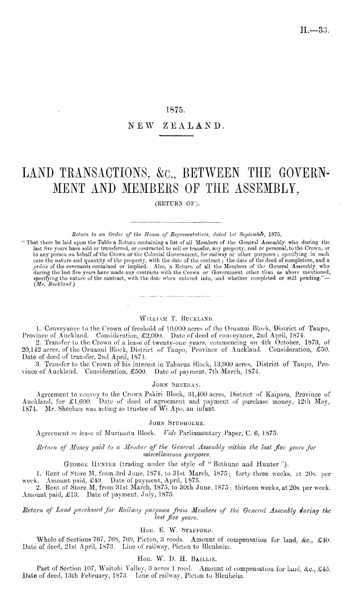 Papers Past, Parliamentary Papers, Appendix to the Journals of the House  of Representatives, 1875 Session I