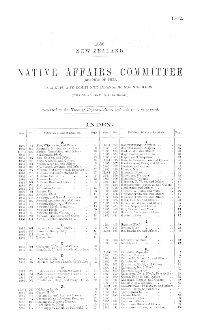 Papers Past Parliamentary Papers Appendix To The Journals Of The House Of Representatives 16 Session I Native Affairs Committee Reports Of The Nga