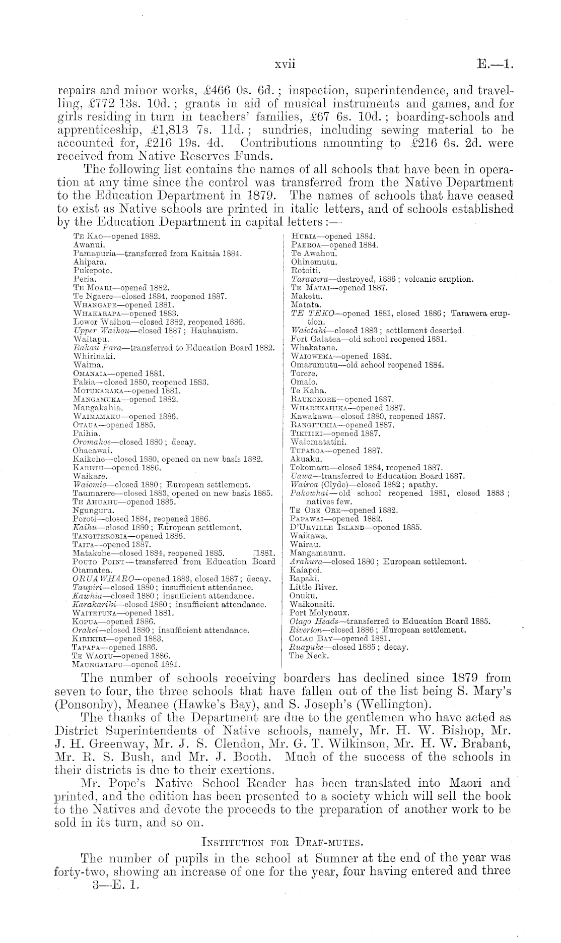 Papers Past, Parliamentary Papers, Appendix to the Journals of the House  of Representatives, 1888 Session I