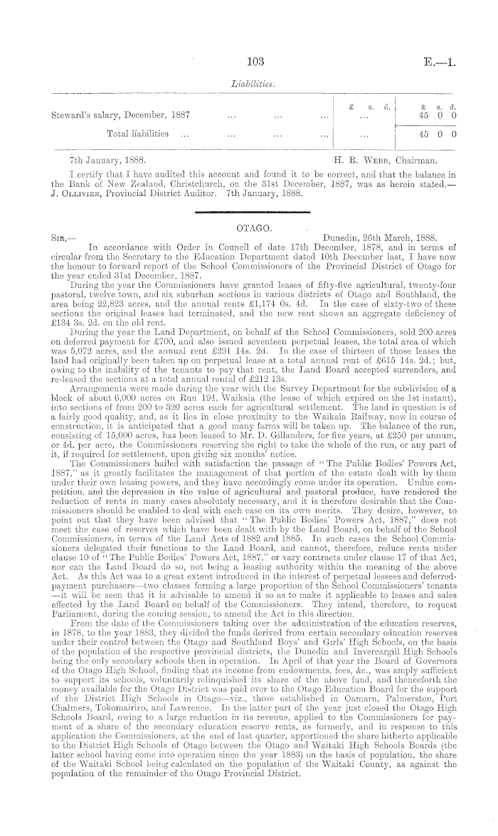 Papers Past, Parliamentary Papers, Appendix to the Journals of the House  of Representatives, 1888 Session I