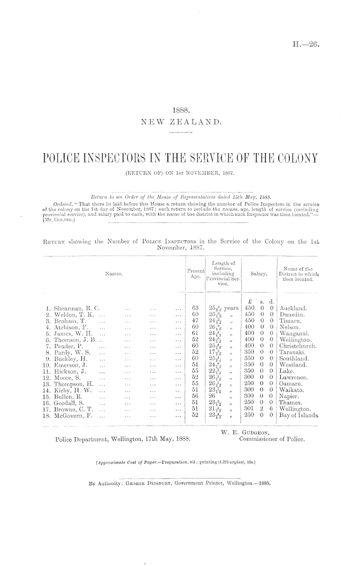 Papers Past, Parliamentary Papers, Appendix to the Journals of the House  of Representatives, 1888 Session I