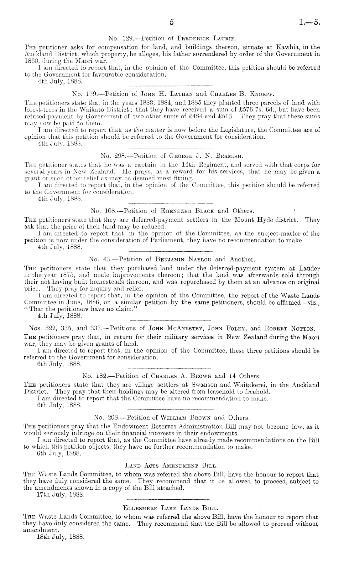 Papers Past, Parliamentary Papers, Appendix to the Journals of the House  of Representatives, 1888 Session I