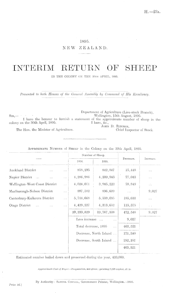 Papers Past, Parliamentary Papers, Appendix to the Journals of the House  of Representatives, 1895 Session I