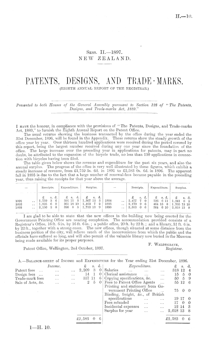 Papers Past, Parliamentary Papers, Appendix to the Journals of the House  of Representatives, 1897 Session II