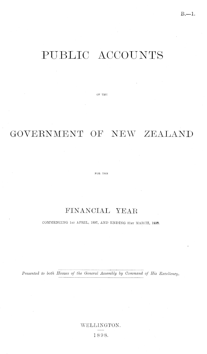 Papers Past, Parliamentary Papers, Appendix to the Journals of the House  of Representatives, 1898 Session I