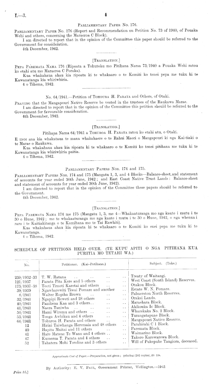 Papers Past Parliamentary Papers Appendix To The Journals Of The House Of Representatives 1942 Session I Native Affairs Committee Reports Of The Nga