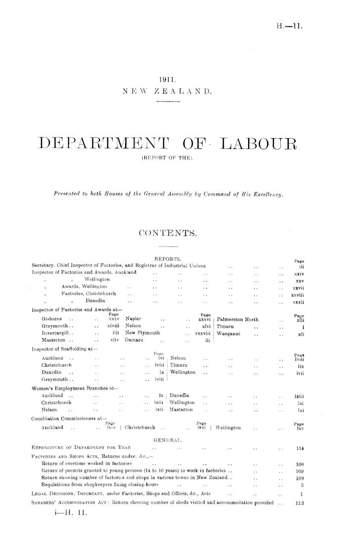 Papers Past, Parliamentary Papers, Appendix to the Journals of the House  of Representatives, 1911 Session I