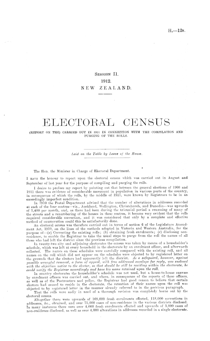 Papers Past, Parliamentary Papers, Appendix to the Journals of the House  of Representatives, 1912 Session II