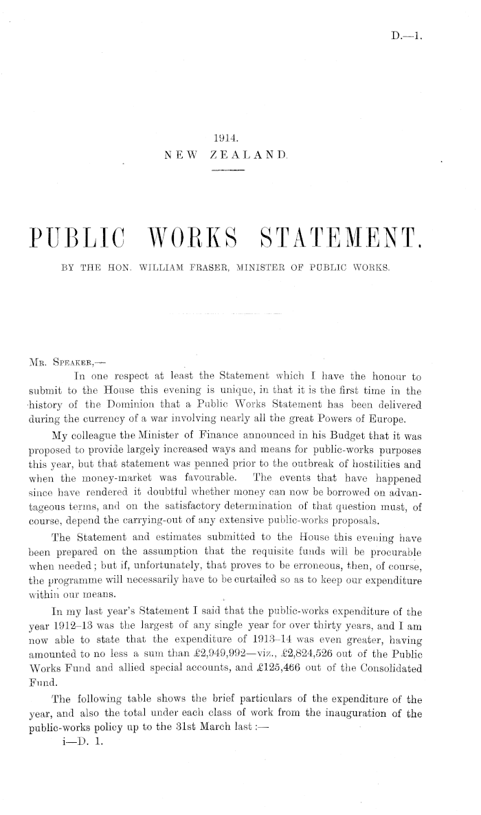 Papers Past, Parliamentary Papers, Appendix to the Journals of the House  of Representatives, 1914 Session I