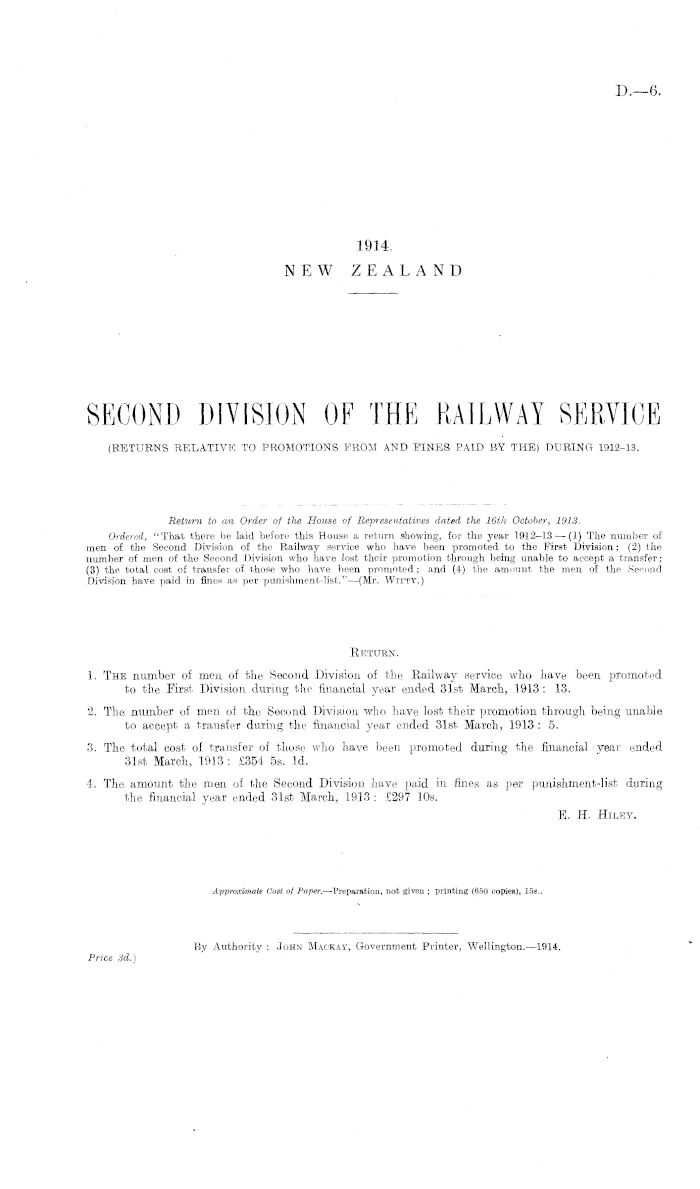 Papers Past, Parliamentary Papers, Appendix to the Journals of the House  of Representatives, 1914 Session I