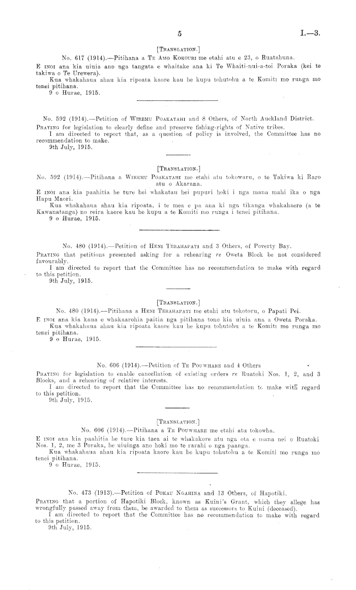 Papers Past Parliamentary Papers Appendix To The Journals Of The House Of Representatives 1915 Session I Native Affairs Committee Reports Of The Nga