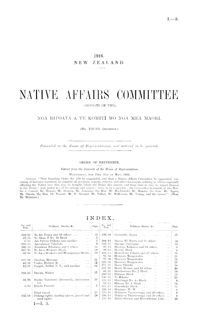 Papers Past Parliamentary Papers Appendix To The Journals Of The House Of Representatives 1916 Session I Native Affairs Committee Reports Of The Nga