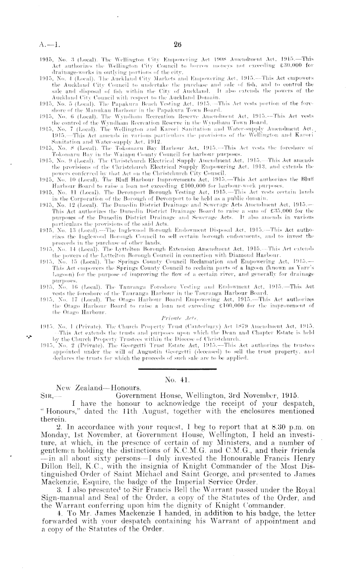 Papers Past Parliamentary Papers Appendix To The Journals Of The House Of Representatives 1916 Session I Despatches From The Governor Of New Zealand To The