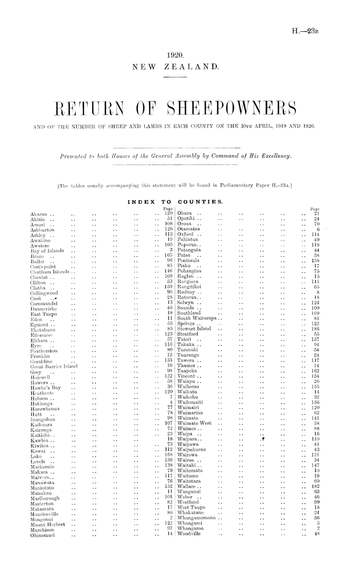 X Red Wep Com - Papers Past | Parliamentary Papers | Appendix to the Journals of the House  of Representatives | 1920 Session I | RETURN OF SHEEPOWNERS AND OF THE  NUMBER OF SHEEP...