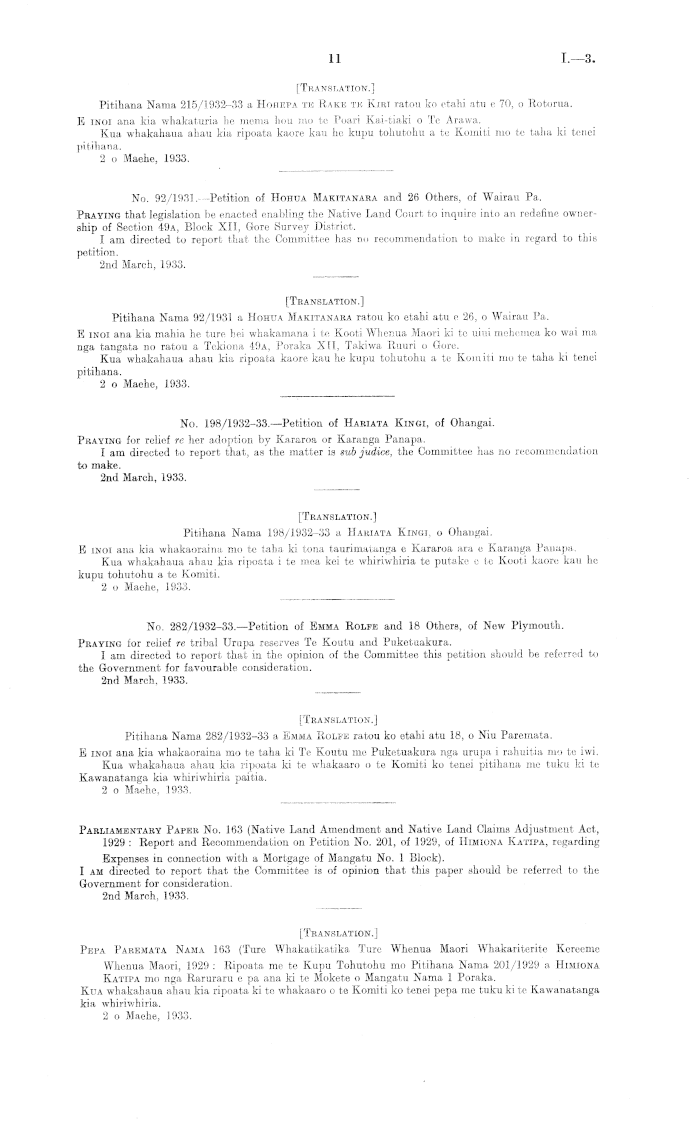 Papers Past Parliamentary Papers Appendix To The Journals Of The House Of Representatives 1932 Session I Ii Native Affairs Committee Reports Of The Nga