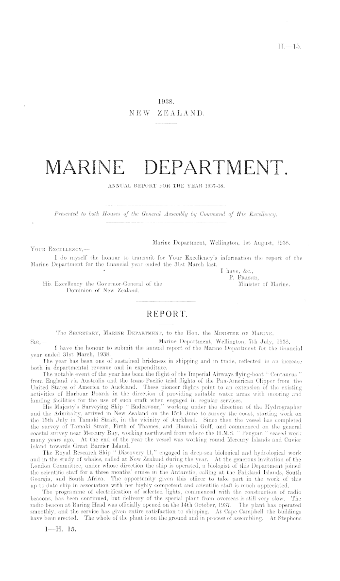 Papers Past, Parliamentary Papers, Appendix to the Journals of the House  of Representatives, 1938 Session I