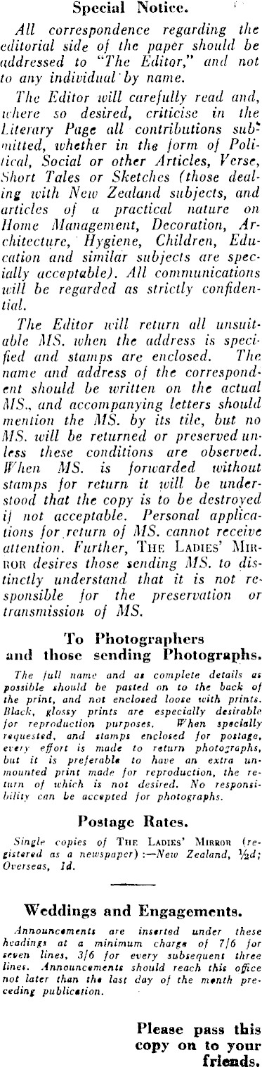 Papers Past, Magazines and Journals, Ladies' Mirror, 1 December 1924