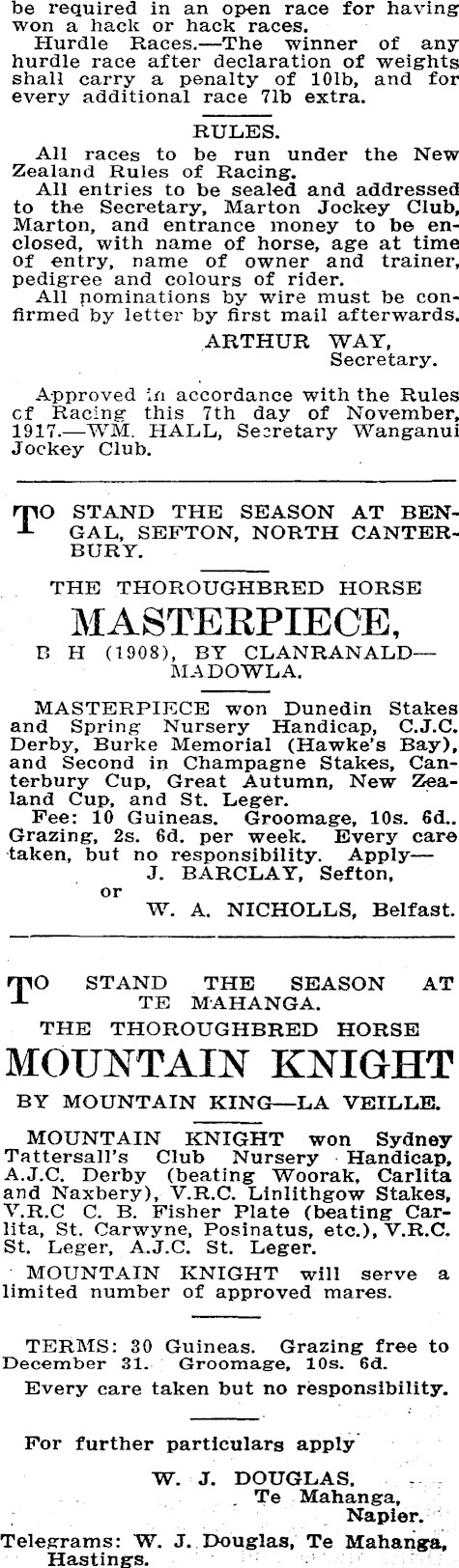 Papers Past | Magazines and Journals | New Zealand Illustrated Sporting &  Dramatic Review | 15 November 1917 | Page 23 Advertisements Column 2