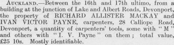 Papers Past Magazines And Journals New Zealand Police Gazette 6 February 1924 Property Stolen