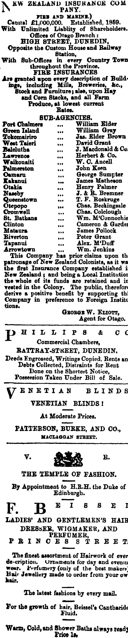 Papers Past Magazines And Journals New Zealand Tablet 28 September 1877 Page 4 Advertisements Column 1