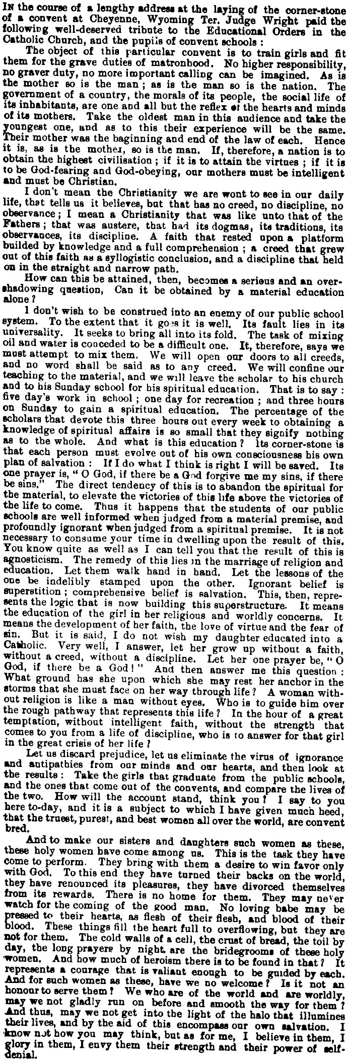 Papers Past | Magazines and Journals | New Zealand Tablet | 1 January 1886  | CONVENT BRED WOMEN.