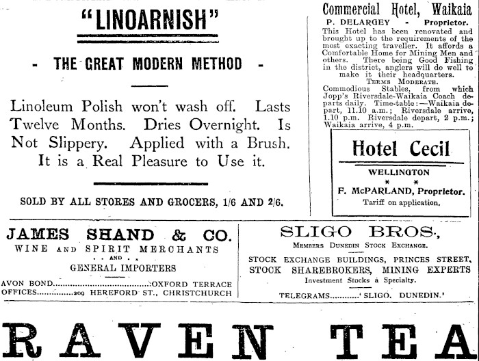 Papers Past Magazines And Journals New Zealand Tablet 9 September 1909 Page 1416 Advertisements Column 1