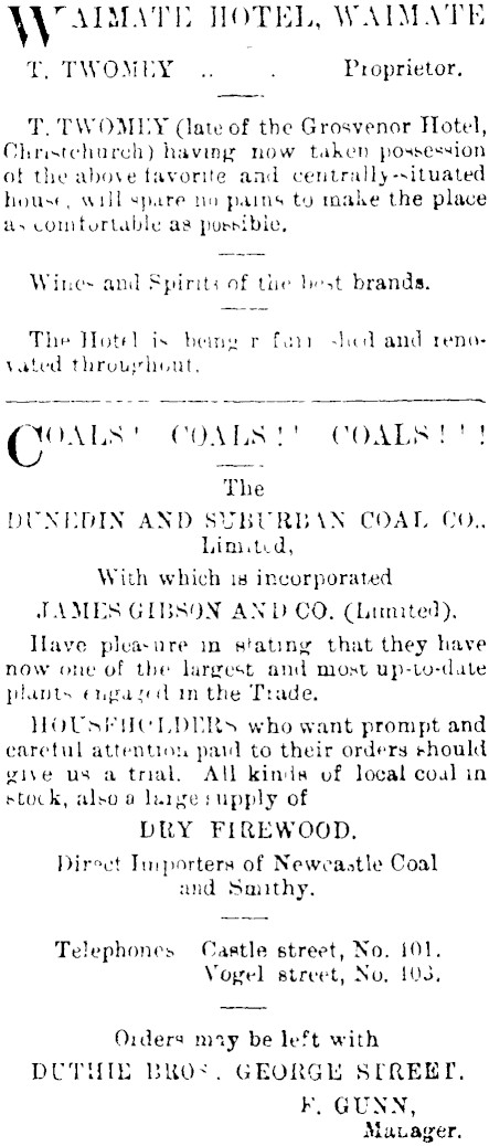 Papers Past Magazines And Journals New Zealand Tablet 11 October 1900 Page 14 Advertisements Column 1