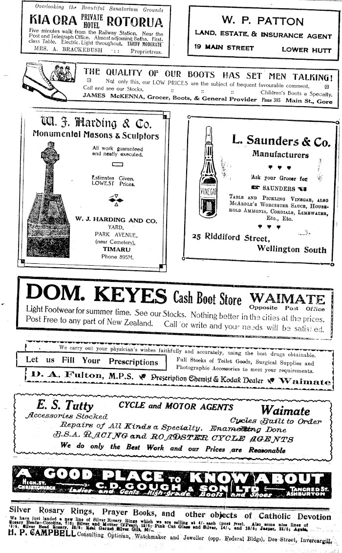 Papers Past Magazines And Journals New Zealand Tablet 3 January 1924 Page 22 Advertisement 4