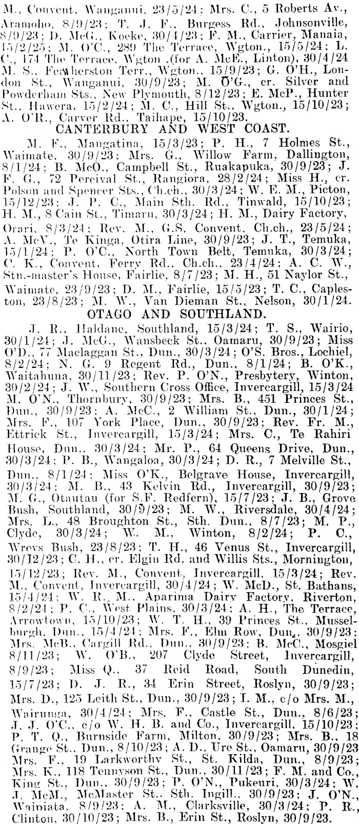 Papers Past Magazines And Journals New Zealand Tablet 10 May 1923 Page 34 Advertisement 3