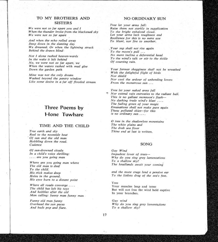 Papers Past Magazines And Journals Te Ao Hou September 1959 Three Poems By Hone Tuwhare