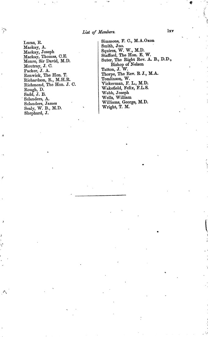 Papers Past Magazines And Journals Transactions And Proceedings Of The Royal Society Of New Zealand 1872 List Of Members