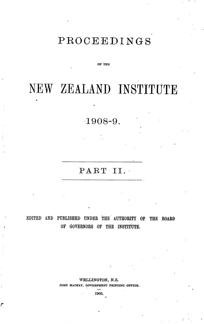 Papers Past, Magazines and Journals, Transactions and Proceedings of the  Royal Society of New Zealand, 1908