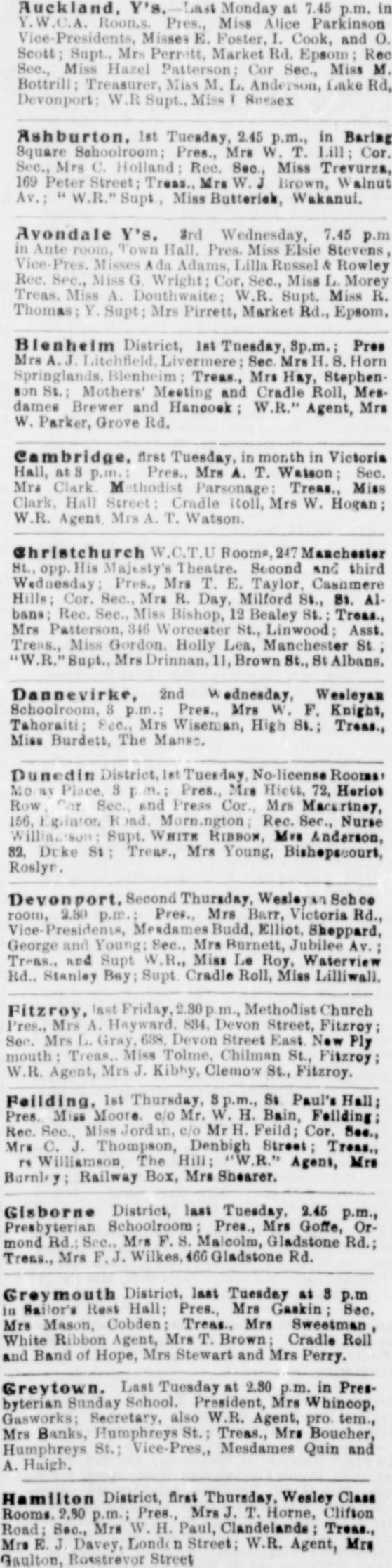 Papers Past Magazines And Journals White Ribbon 19 August 1918 Page 15 Advertisements Column 2