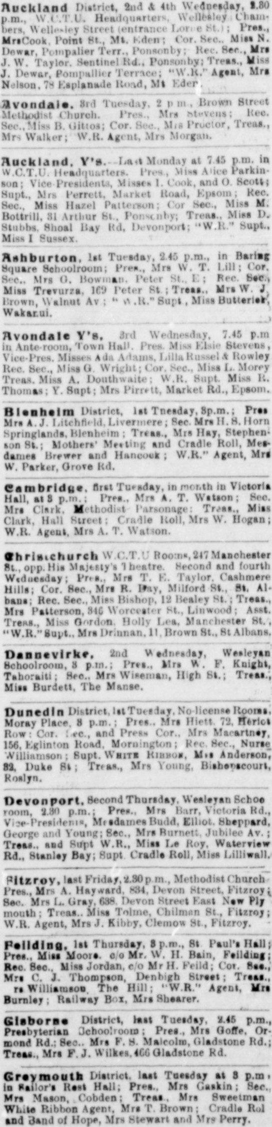 Papers Past Magazines And Journals White Ribbon 18 January 1919 Page 15 Advertisements Column 1