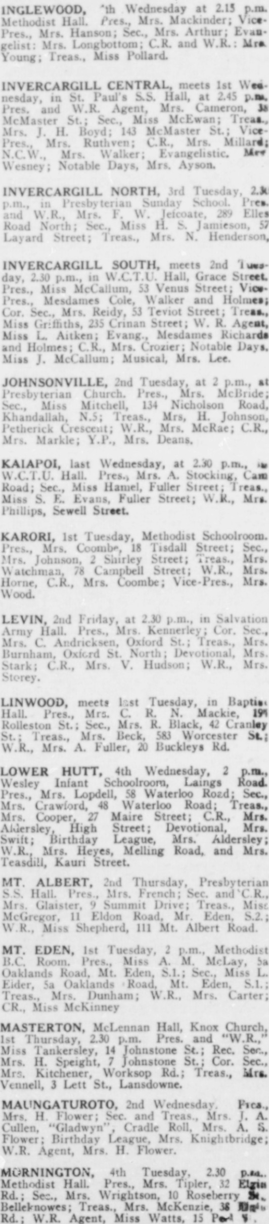 Papers Past Magazines And Journals White Ribbon 18 November 1944 Page 9 Advertisements Column 3